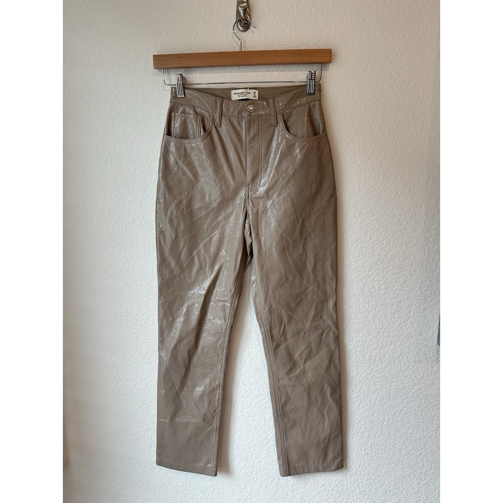 ABERCROMBIE & FITCH The 90s Straight Ultra High Rise Leather Jeans - 26/2 Short